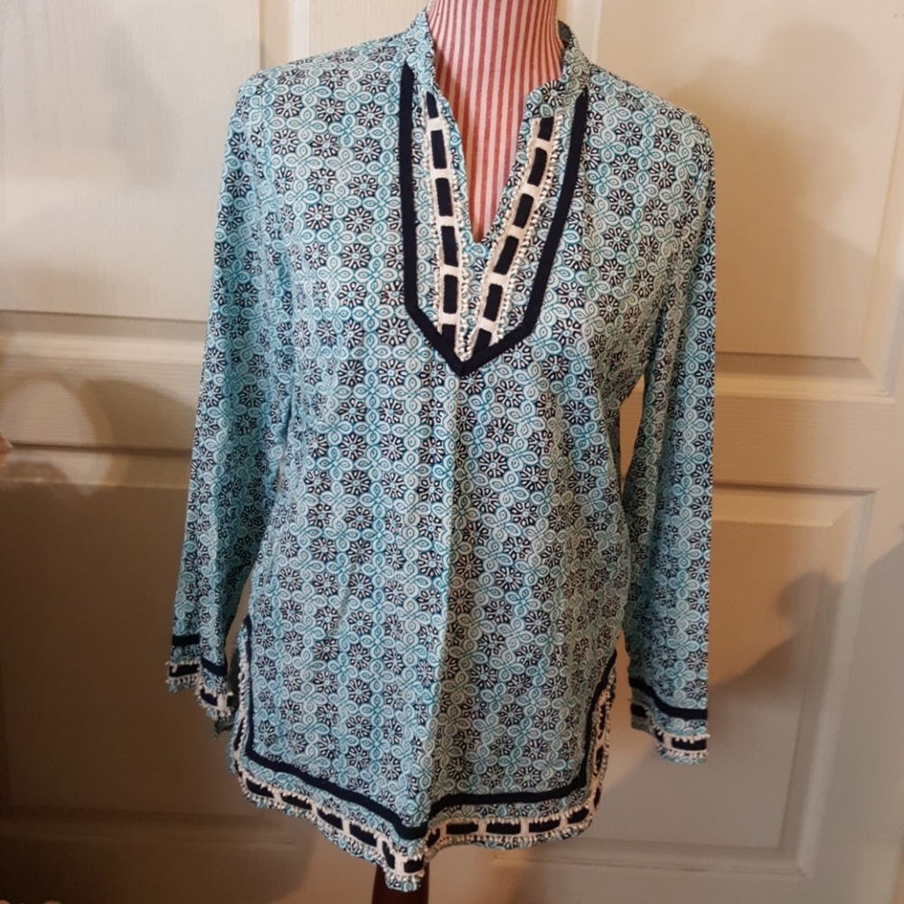 St. Tropez West Tunic Length Top/Blouse/Shirt. Sm.